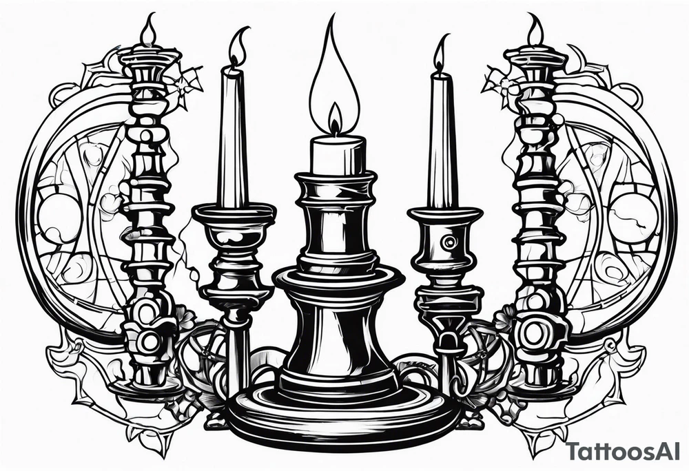 steampunk candle holder tattoo idea