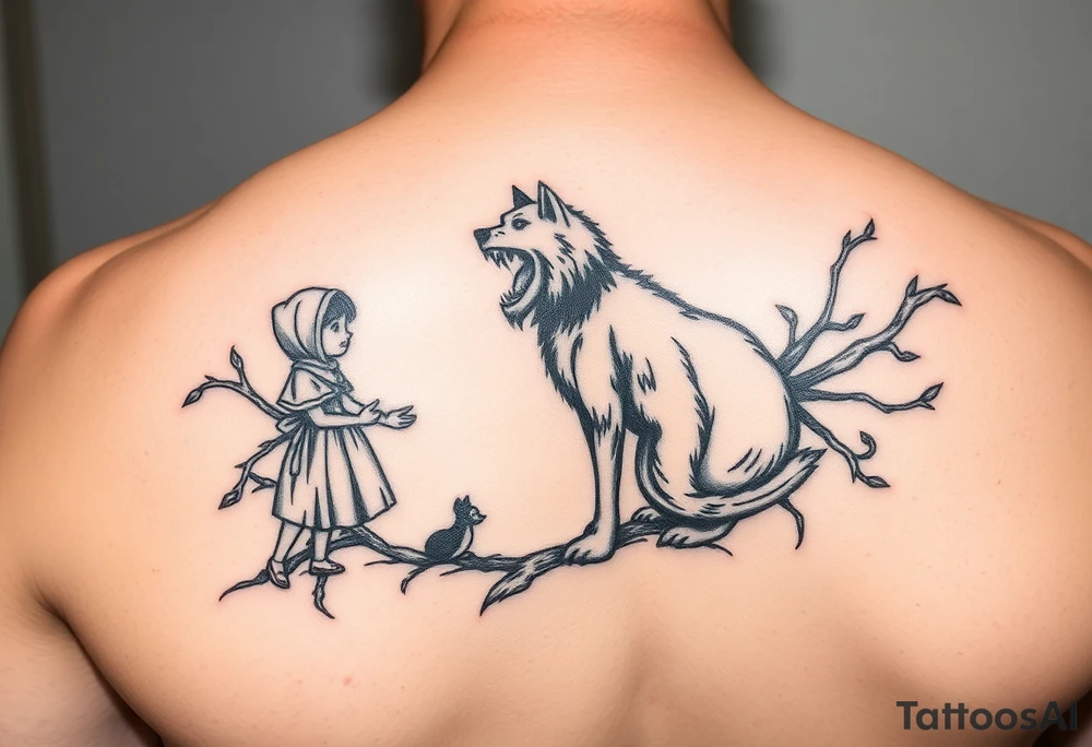 Little red riding hood nursery rhyme big bad wolf tattoo idea
