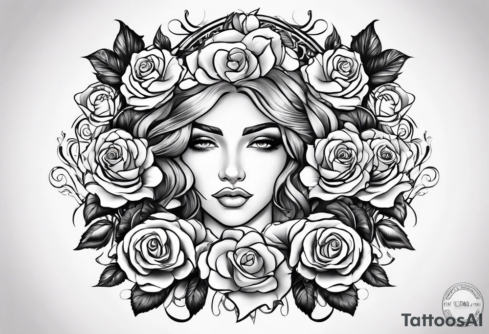 The name “Abel” surrounded by roses tattoo idea
