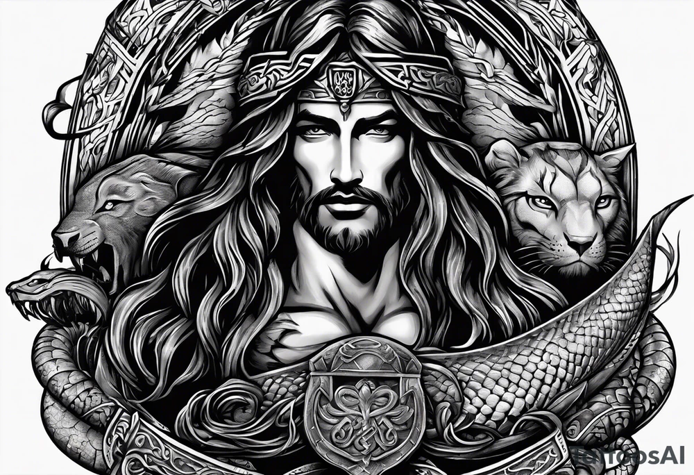 Bible verse: "Jesus replied "Behold, I give unto you power to tread on serpents and scorpions, and over all the power of the enemy: and nothing shall by any means hurt you"" tattoo idea