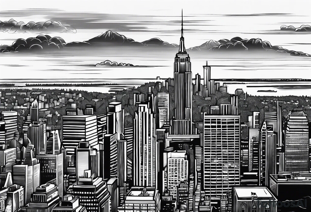standing in the distance from NYC skyline tattoo idea