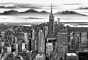 standing in the distance from NYC skyline tattoo idea