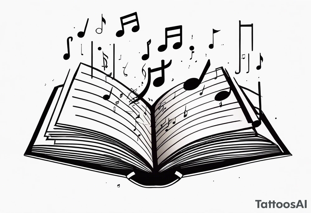 Music notes coming out of book tattoo idea