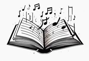 Music notes coming out of book tattoo idea