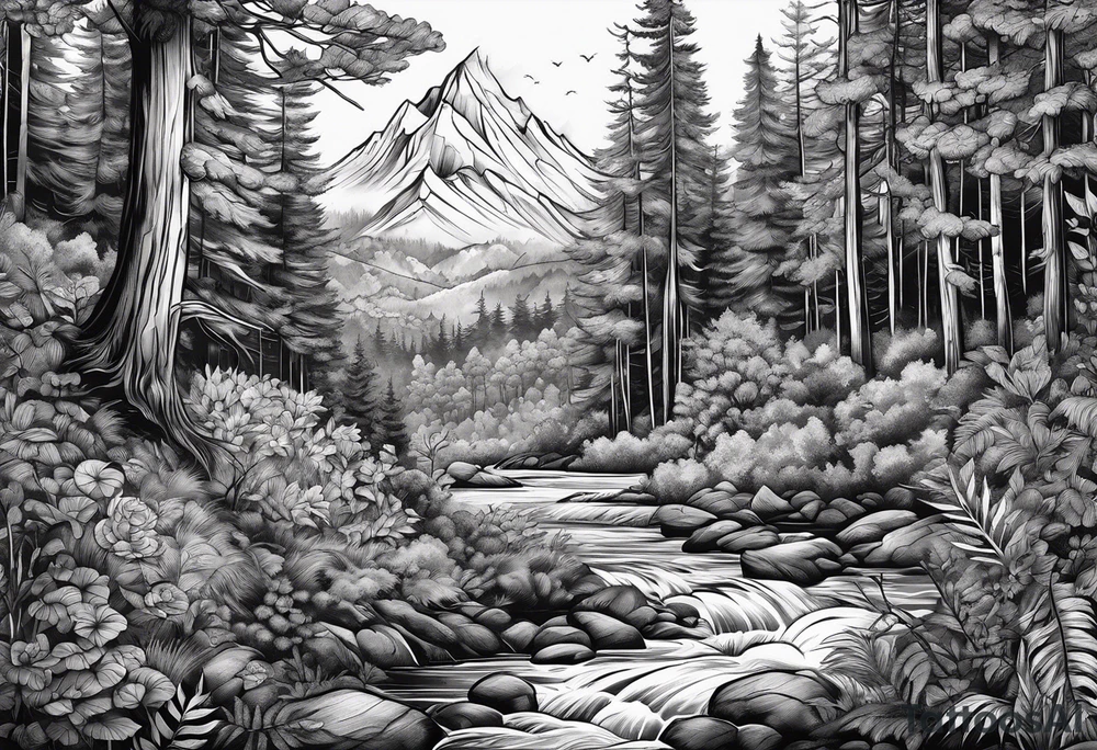 Wild forest for a chest tattoo tattoo idea