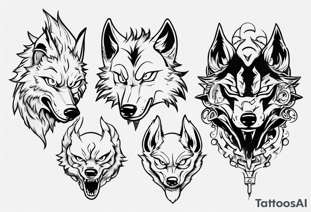 wolf head tattoo idea