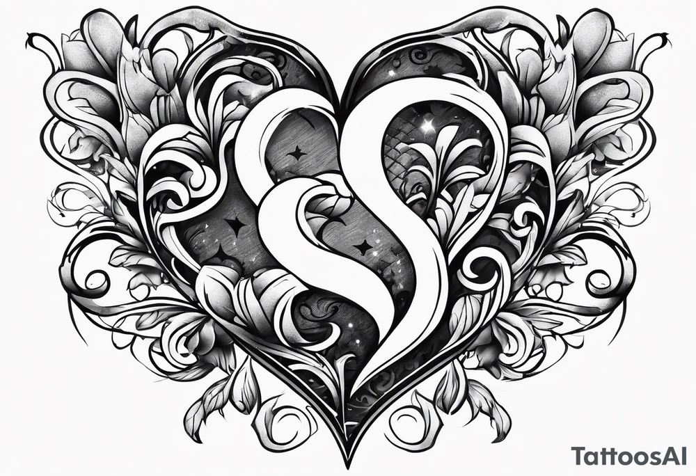 heart with four children in it tattoo idea