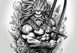 Triton with three spears tattoo idea