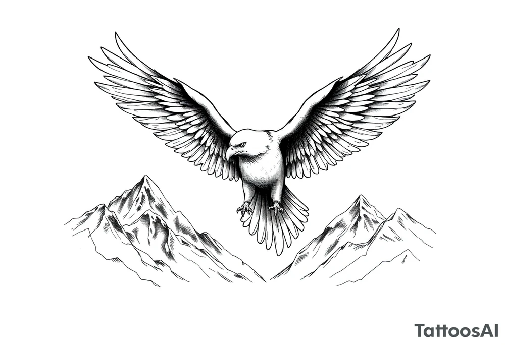 majestic eagle spreading wings against mountain peaks tattoo idea majestic eagle spreading wings against mountain peaks tattoo idea