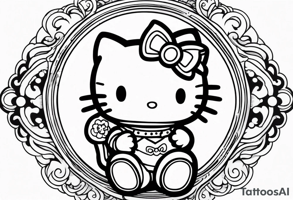 angle hello kitty with halo tattoo idea