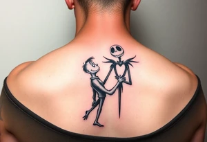 Spooky christmas arm tattoo with the grinch and jack skellington tattoo idea