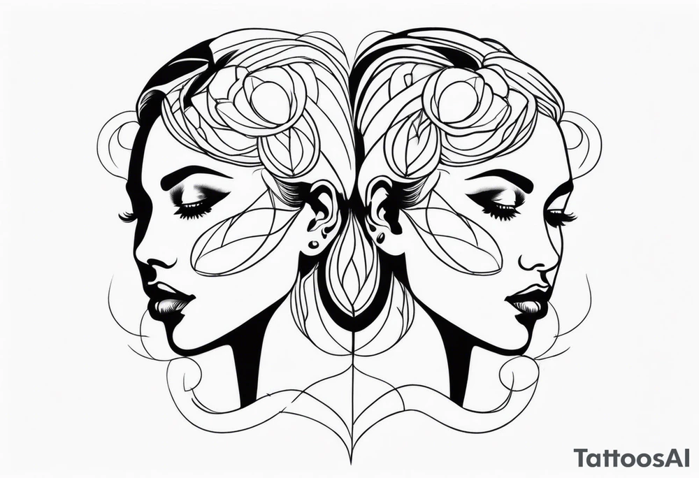 Woman with two faces tattoo idea