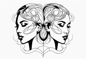 Woman with two faces tattoo idea