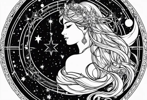 Galaxy with Gemini and Capricorn constellations tattoo idea