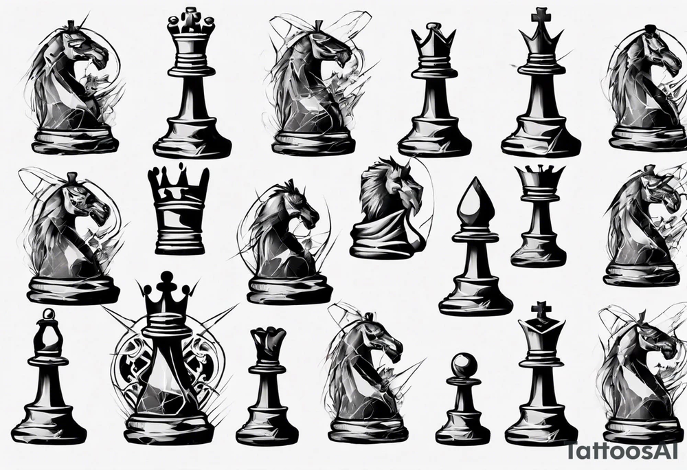 king chess with lots of cracks tattoo idea