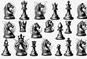 king chess with lots of cracks tattoo idea