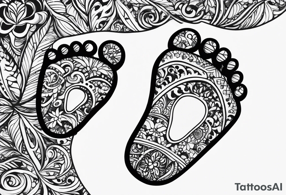 Baby foot prints with the name Tylen tattoo idea