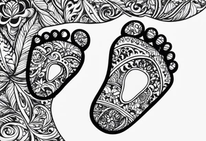 Baby foot prints with the name Tylen tattoo idea