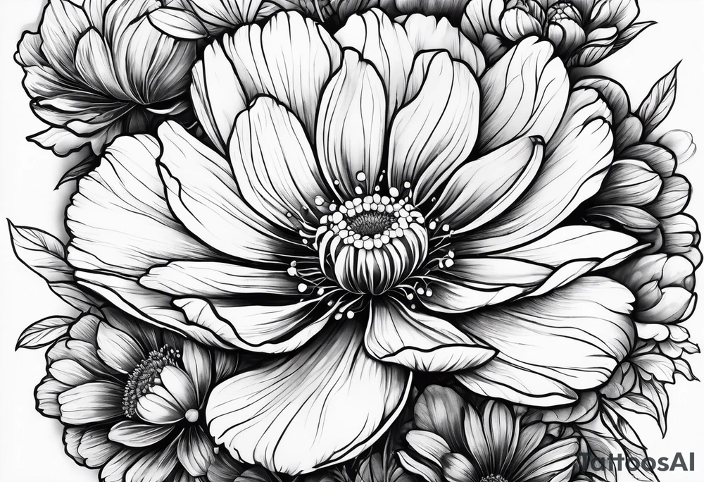 Cosmos flowers tattoo idea