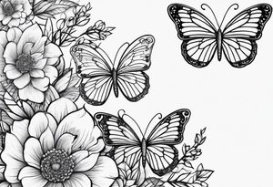 Floral lace butterfly survivor shoulder tattoo half sleeve tattoo idea