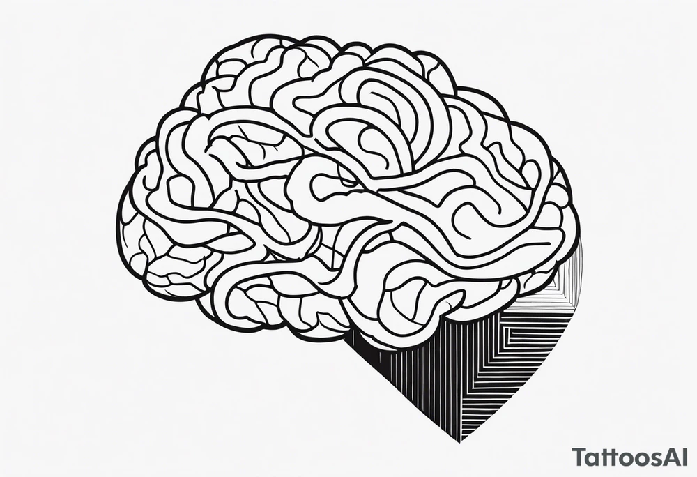 Brain, heart, simple, love, thin lines tattoo idea