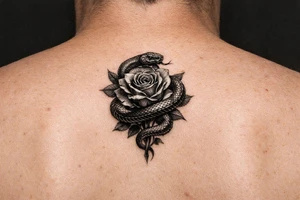 Snake wrapped around rose make it look realistic and hot tattoo idea