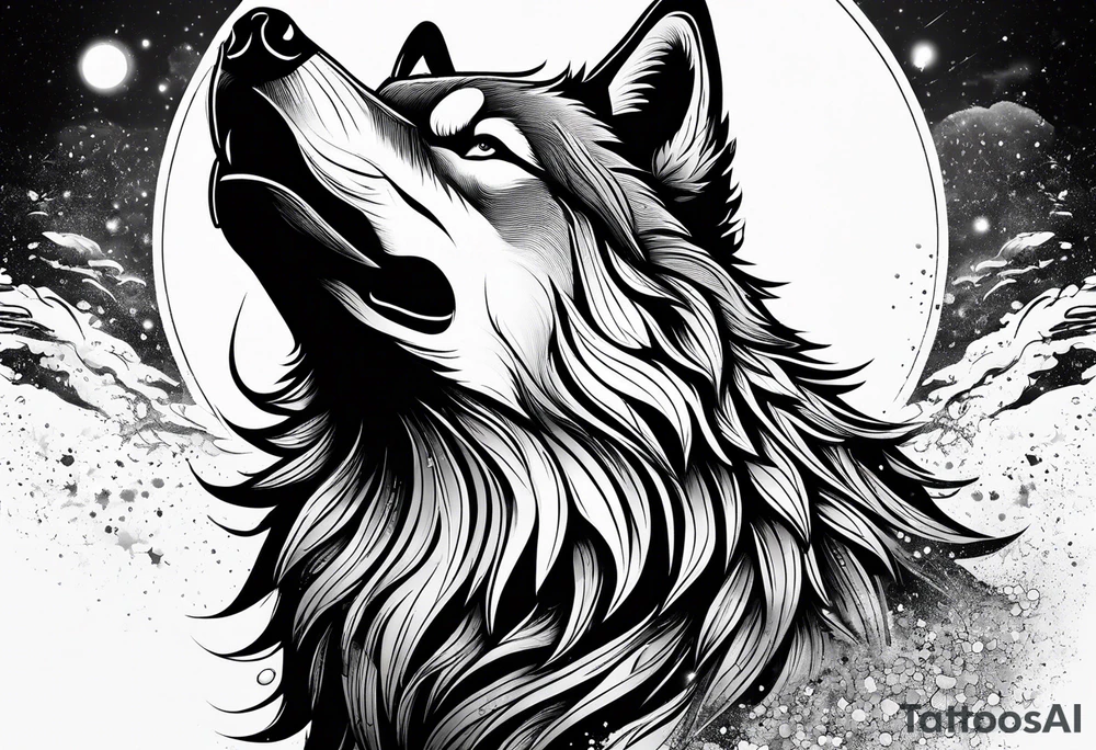 howling wolf tattoo idea
