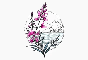 ocean and fireweed tattoo idea