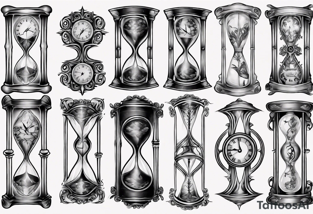 an hourglass with filagree tattoo idea
