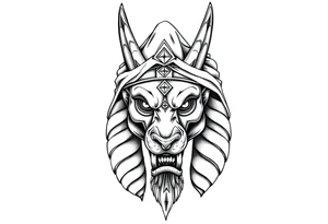 Anubis  powerful face muscle in Egypt style with mantle on head tattoo idea