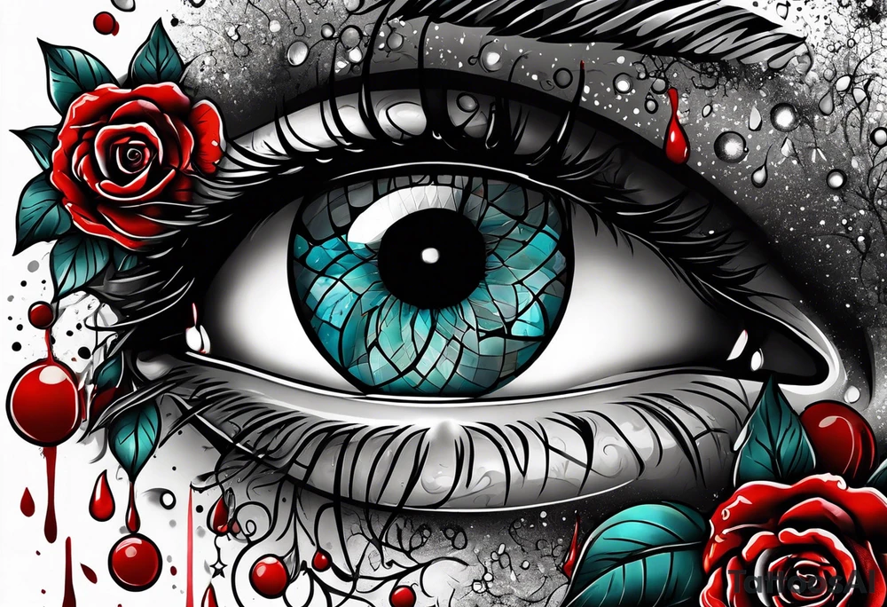 an eye crying blood tattoo idea