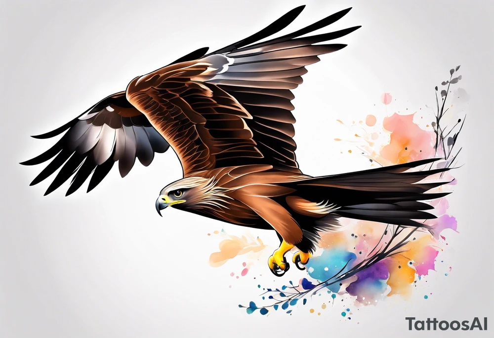 Black kite. Soft. Small. Child like. Environmental elements. Girly. Cute. tattoo idea