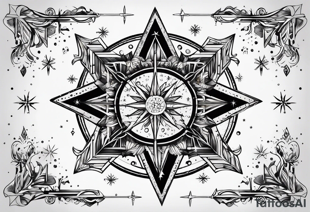 Constellation, arrow , snowflake tattoo idea