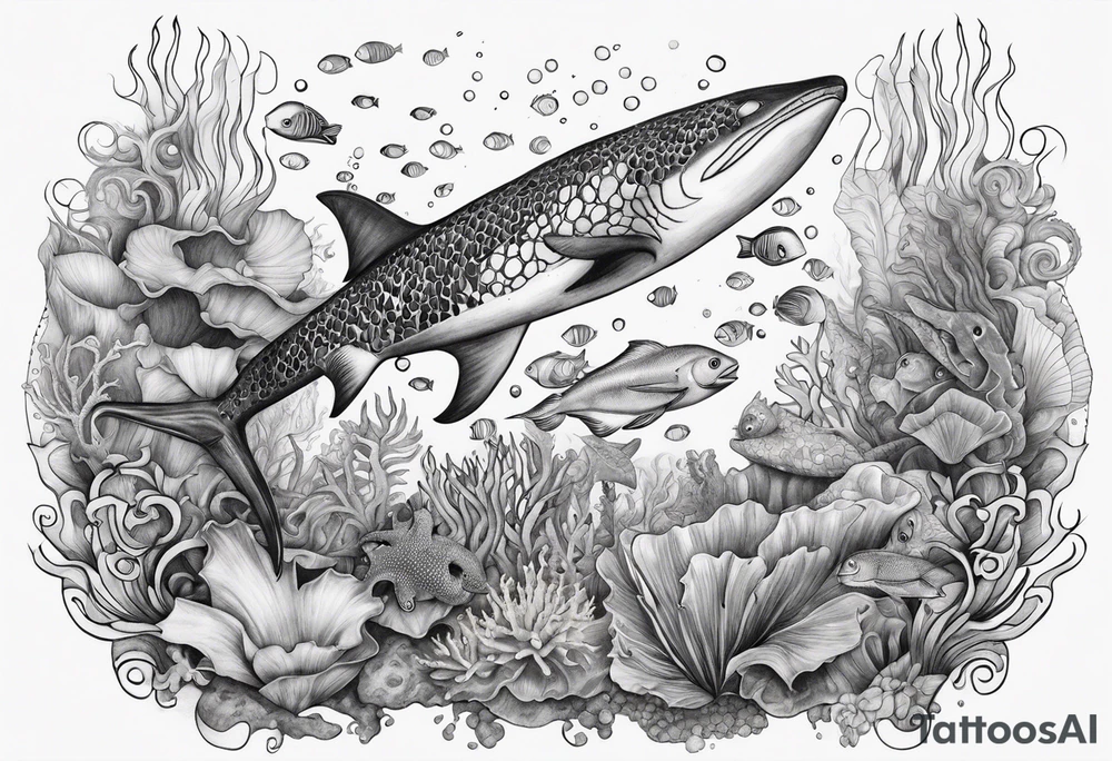 Under ocean sea life tattoo idea