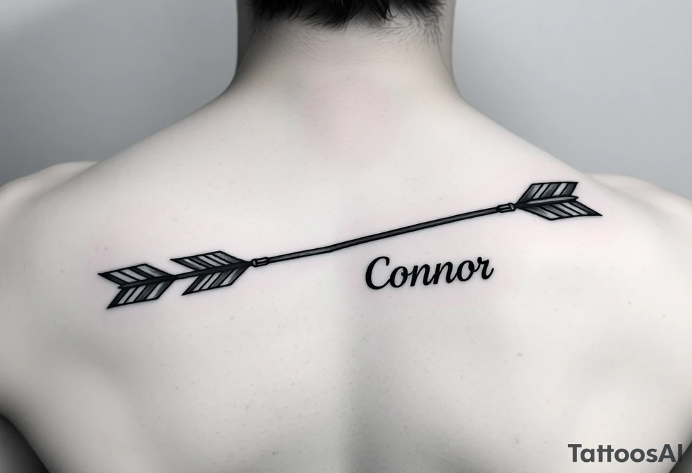 2 bow arrows one arrow is to incorporate the name Cameron and the other arrow is to incorporate the name Connor tattoo idea