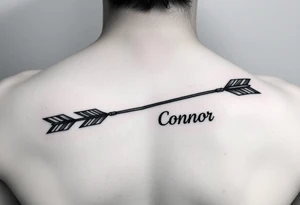 2 bow arrows one arrow is to incorporate the name Cameron and the other arrow is to incorporate the name Connor tattoo idea