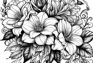 Flowers with vines and leaves tattoo idea