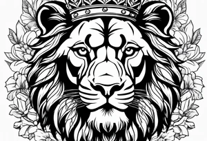 Lion, Blossom, Crown tattoo idea