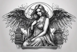 Angel of death in a creepy cemetery tattoo idea