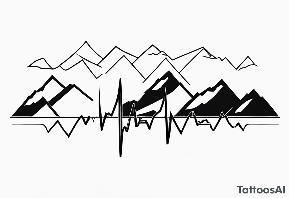 ekg tattoo with mountains tattoo idea