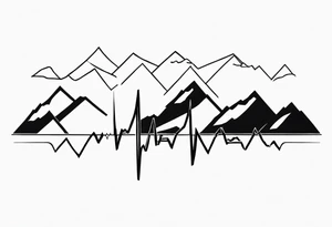 ekg tattoo with mountains tattoo idea