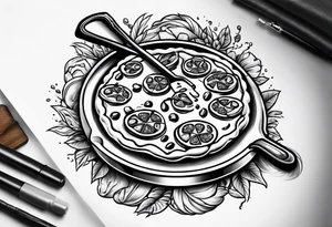 knigth with pizza shovel tattoo idea