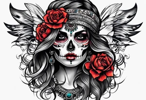 Broken skull gypsy tattoo idea