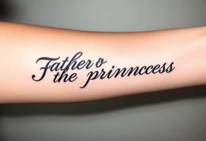 Father of the princess text on arm tattoo idea
