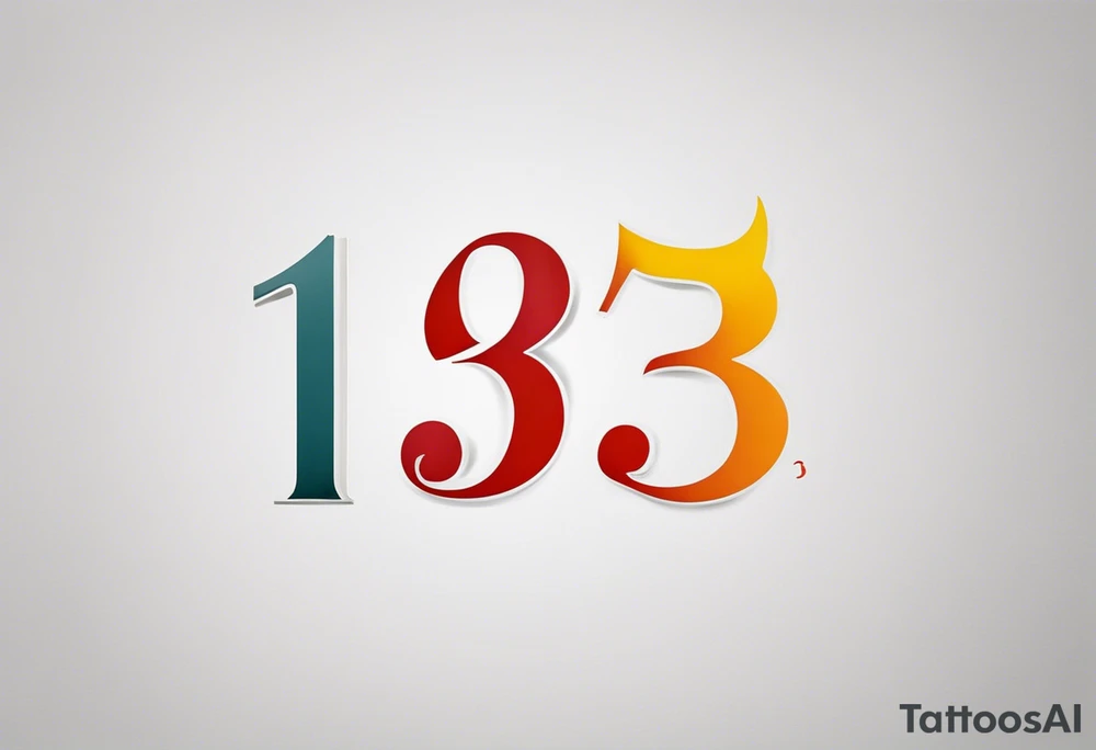 I would like a tattoo design featuring the number '13' in a colorful old school style. The tattoo should be approximately 7-8 centimeters in size. It symbolizes the date my daughter was born. Please make it bold and vibrant, with classic old school elements like shading, outlines, and maybe some subtle details that hint at a lucky or meaningful number. tattoo idea