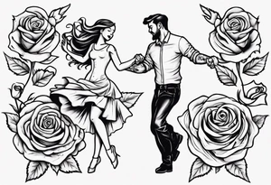 Couple dancing on a rose tattoo idea