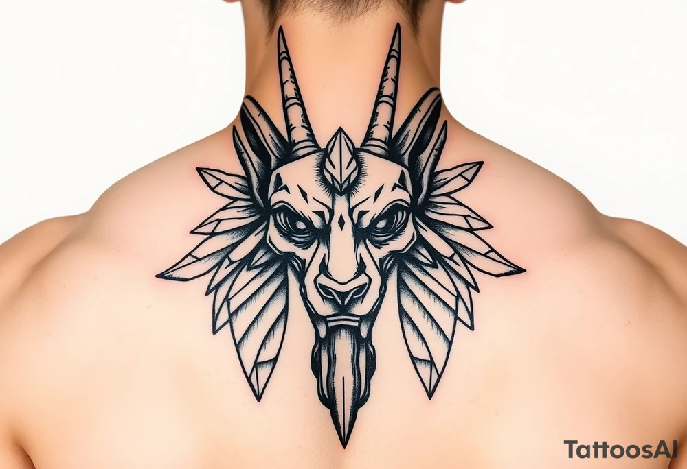 powerful majestic muscle anubis Egyptian god face without eyes tattoo idea