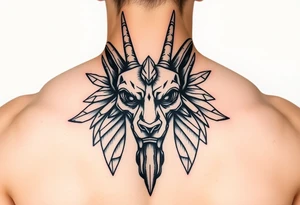 powerful majestic muscle anubis Egyptian god face without eyes tattoo idea