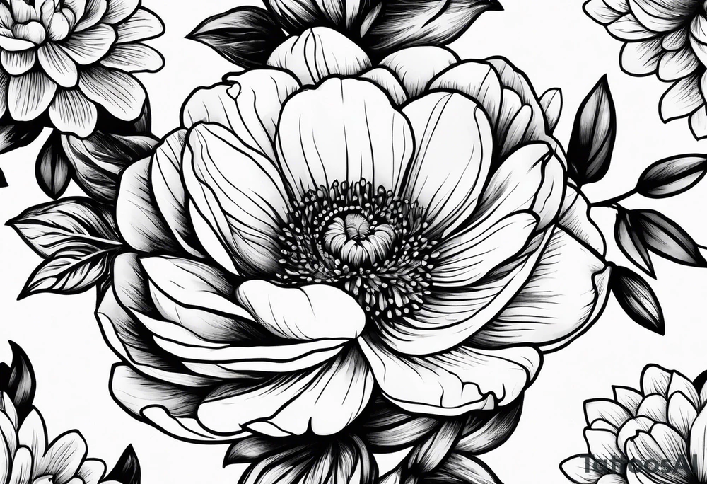 Bouquet of birth flowers february tattoo idea
