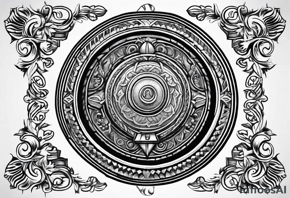Spartan shield with Greek spiral pattern around it tattoo idea Spartan shield with Greek spiral pattern around it tattoo idea